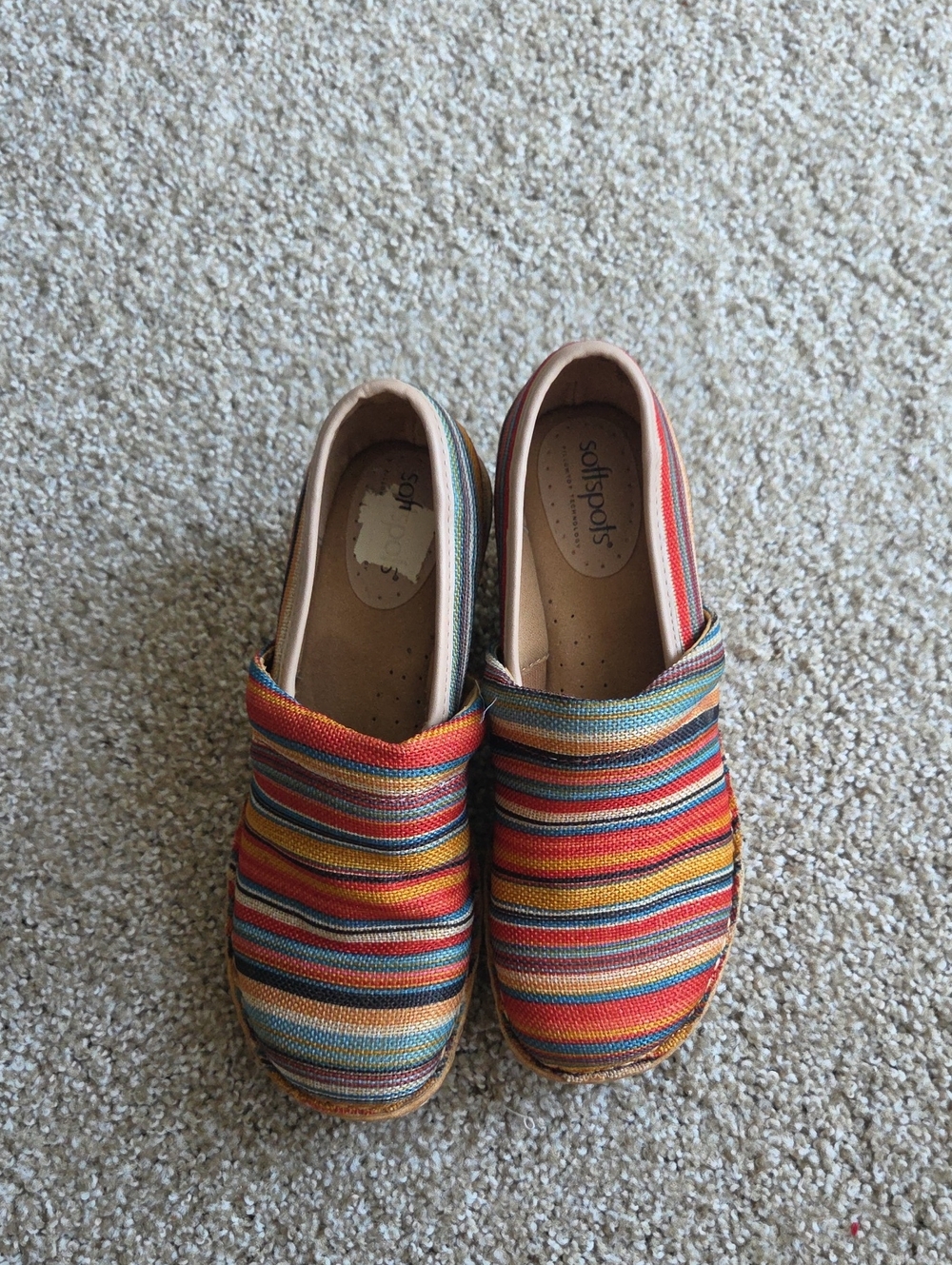 Softspots Striped Multicolor Canvas Slip-On Mules